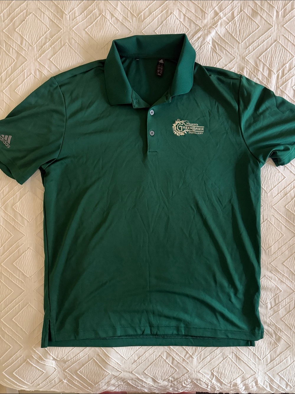 adidas Green Short Sleeve Polo with Embroidered Logo